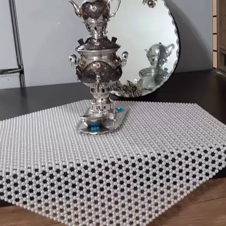 ست رومیزی مرواریدی شش ضلعی  با رانر