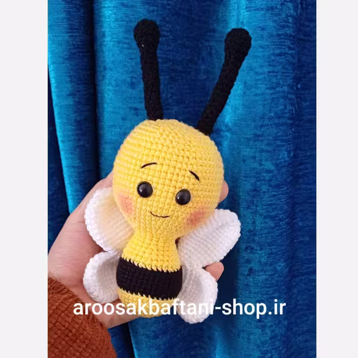 عروسک بافتنی زنبور کله گنده باشاخک18سانت