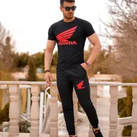 ست تیشرت وشلوار Hondaمدل Jerard(مشکی قرمز)