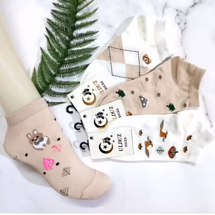 جین 12تایی جوراب مچی طرح اسب چوبی