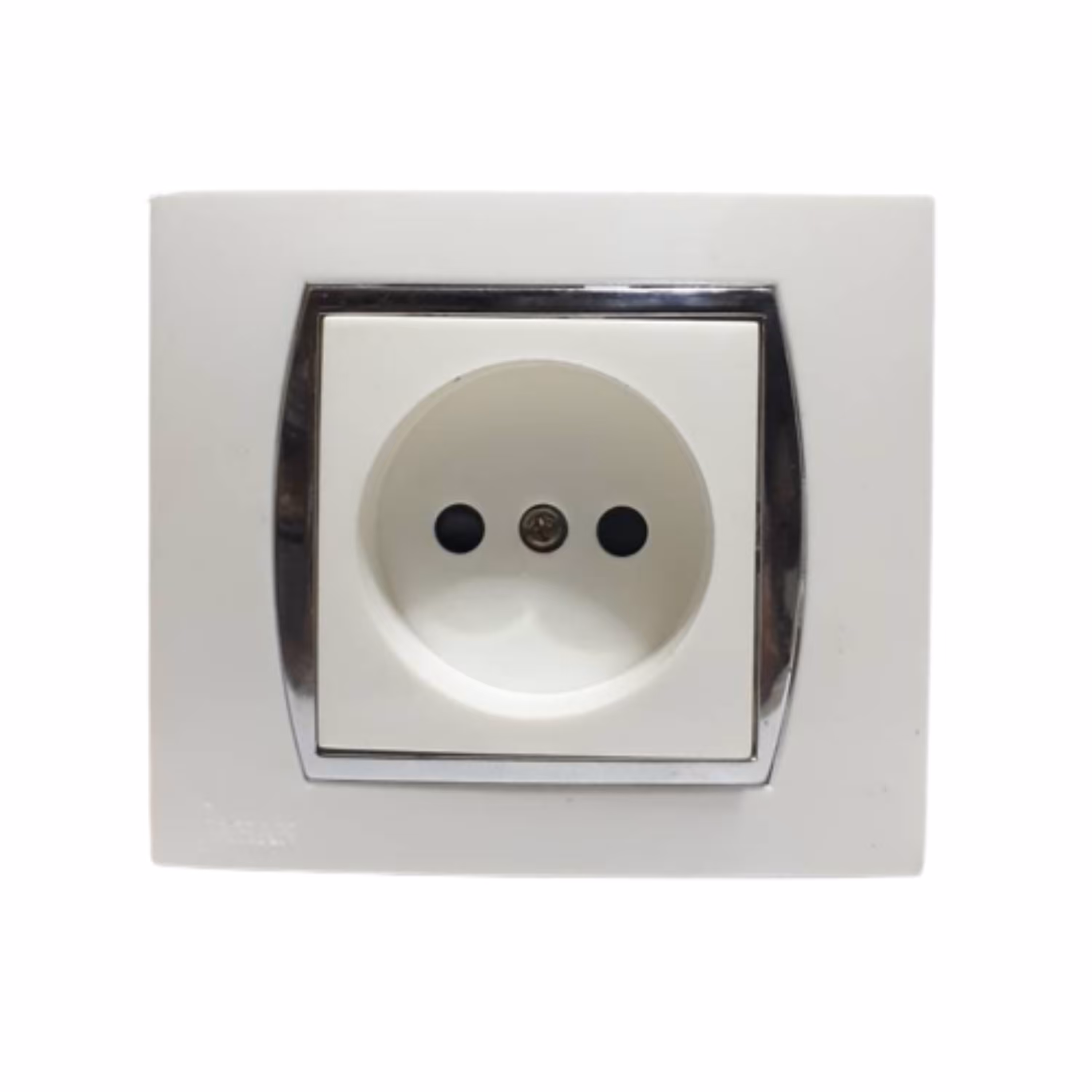 پریز برق جهان مدل زایس با قاب سفید زه نقره ای