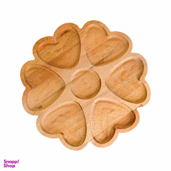 ظرف سرو چوبی مدل شش قلب