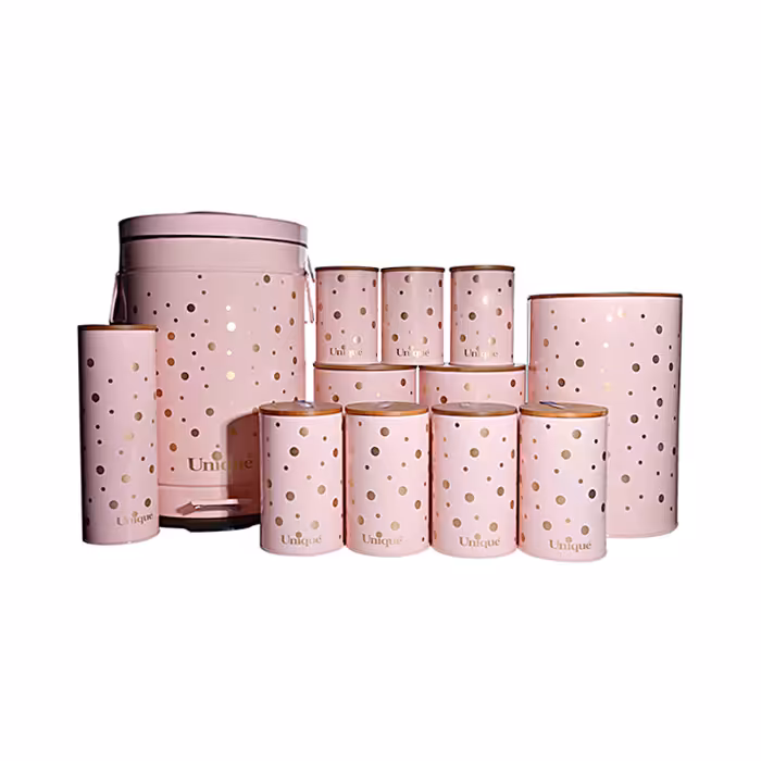 سرویس 12 پارچه خالدار صورتی یونیک کد 8043