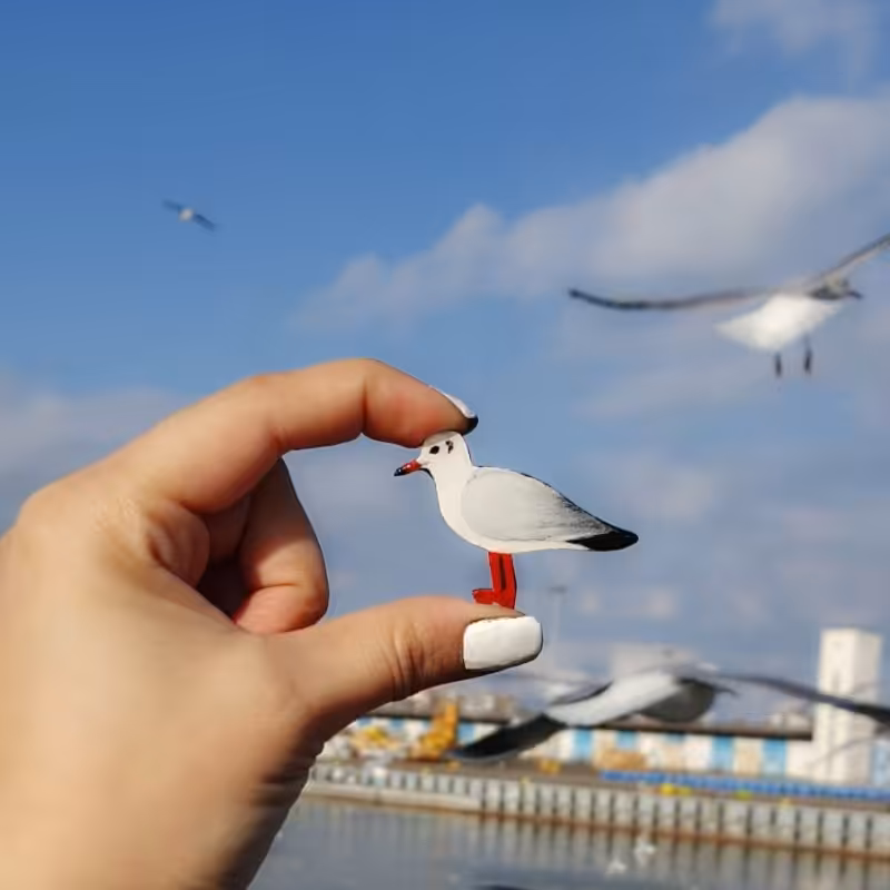 پیکسل مگنتی طرح کاکایی مرغ دریایی شهر بندرانزلی 