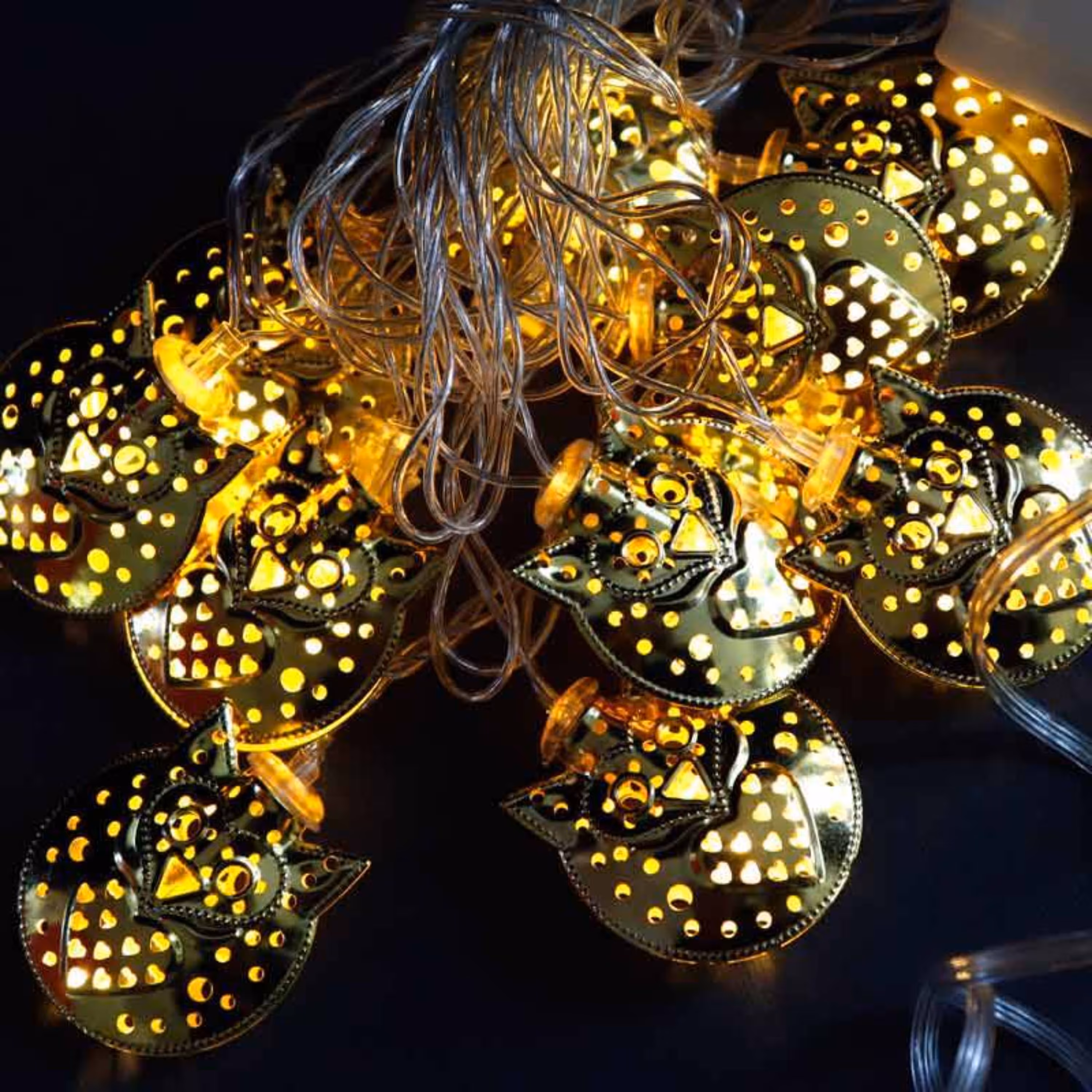 ریسه 10 لامپ فلزی طرح جغد طلایی آفتابی 250 سانتی متری