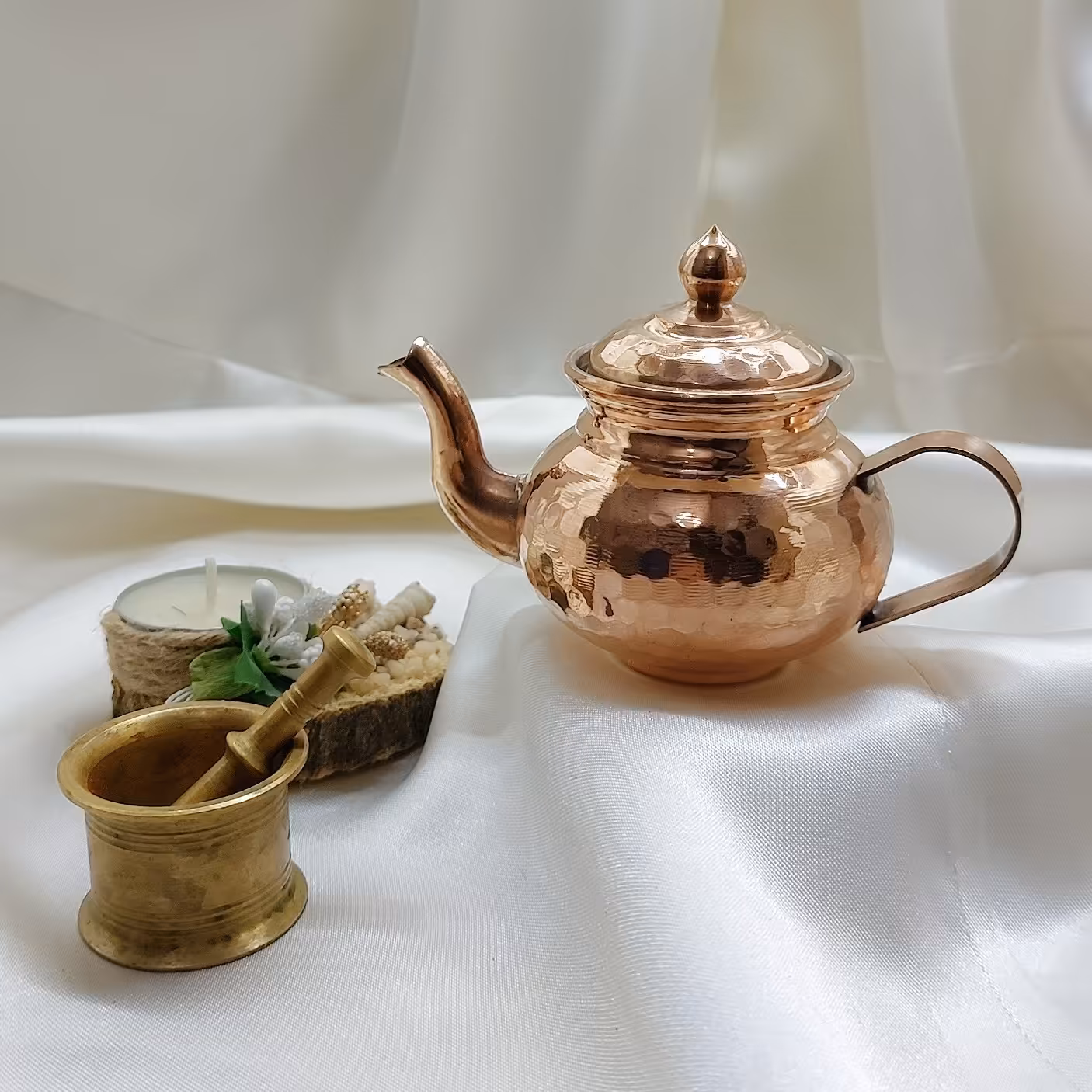 قوری زعفران مسی- (قوری زعفران توپی سایز 2)- نانو شده -ارتفاع 8 سانت