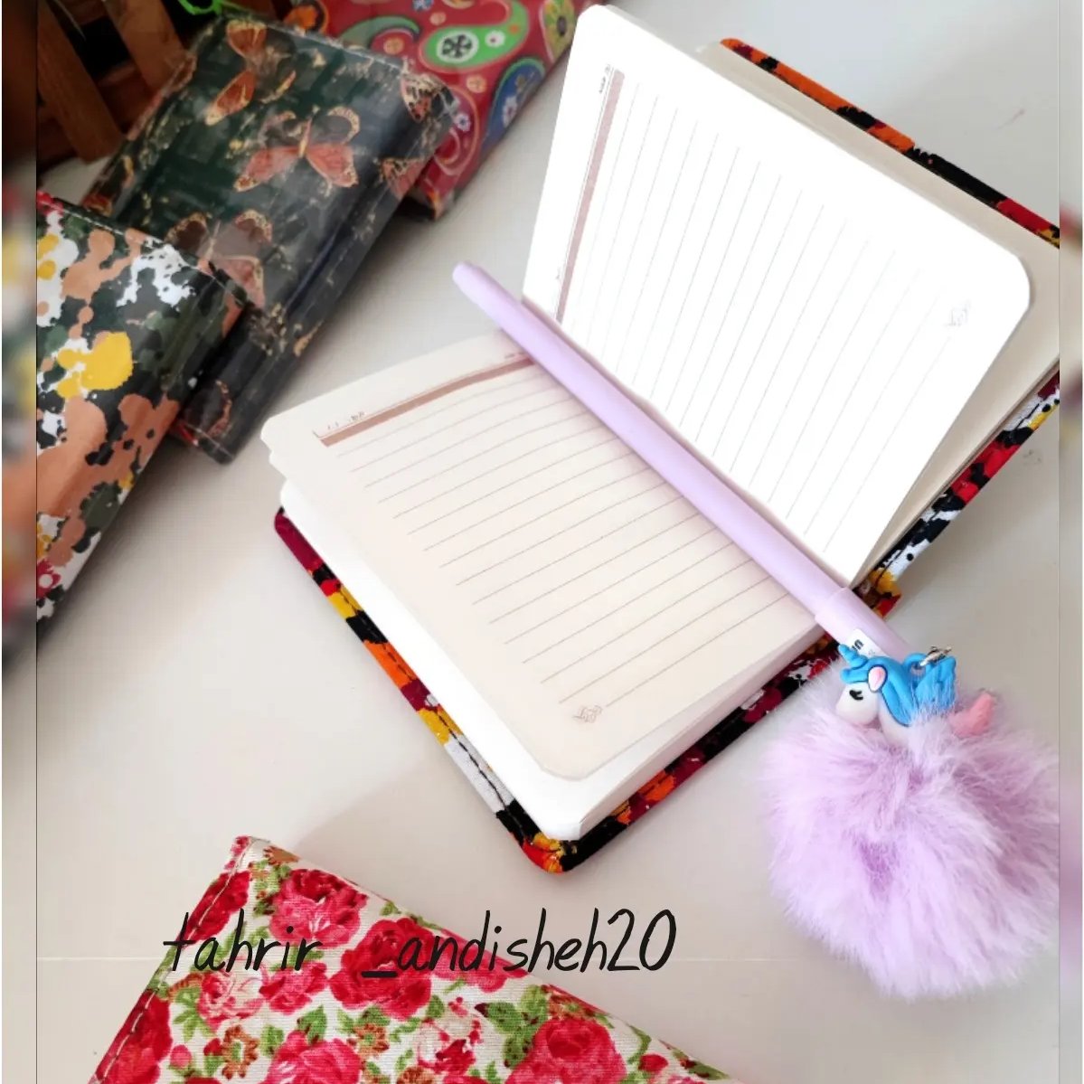 دفترچه جلد پارچه ای گلدار
