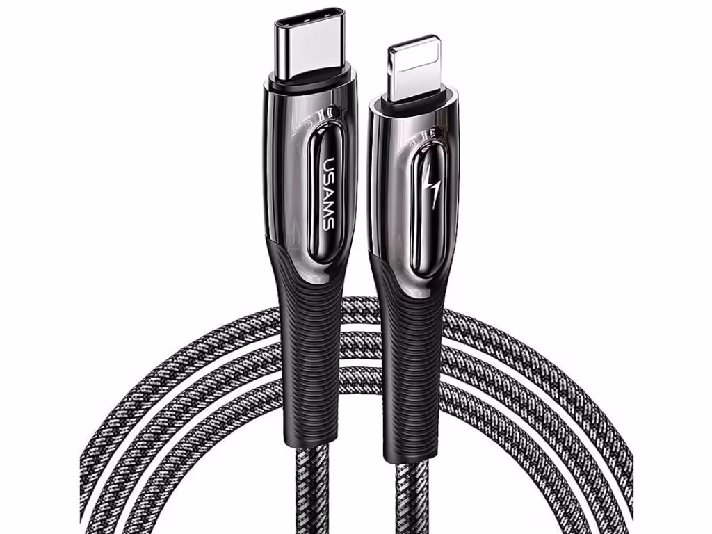 کابل شارژ سریع تایپ‌سی به لایتنینگ 1.2 متری یوسامز USAMS Cable Raydan Smart Power Off Lightning SJ518
