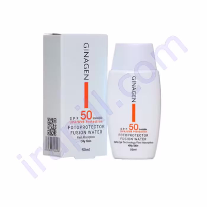 ضد آفتاب فیوژن واتر بی رنگ پوست چرب ژیناژن با SPF50 حجم 50 میلی لیتر