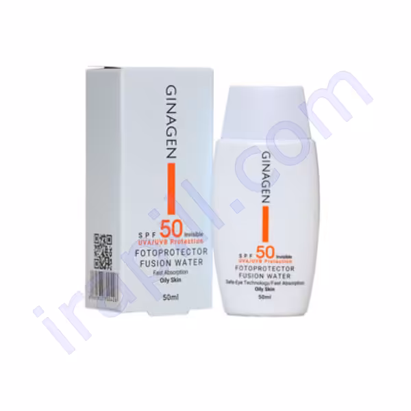 ضد آفتاب فیوژن واتر بی رنگ پوست چرب ژیناژن با SPF50 حجم 50 میلی لیتر
