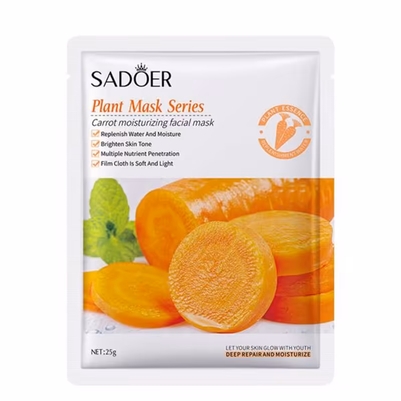 ماسک ورقه ای هویج برند سادور حاوی ویتامین آ سفید کننده پوست