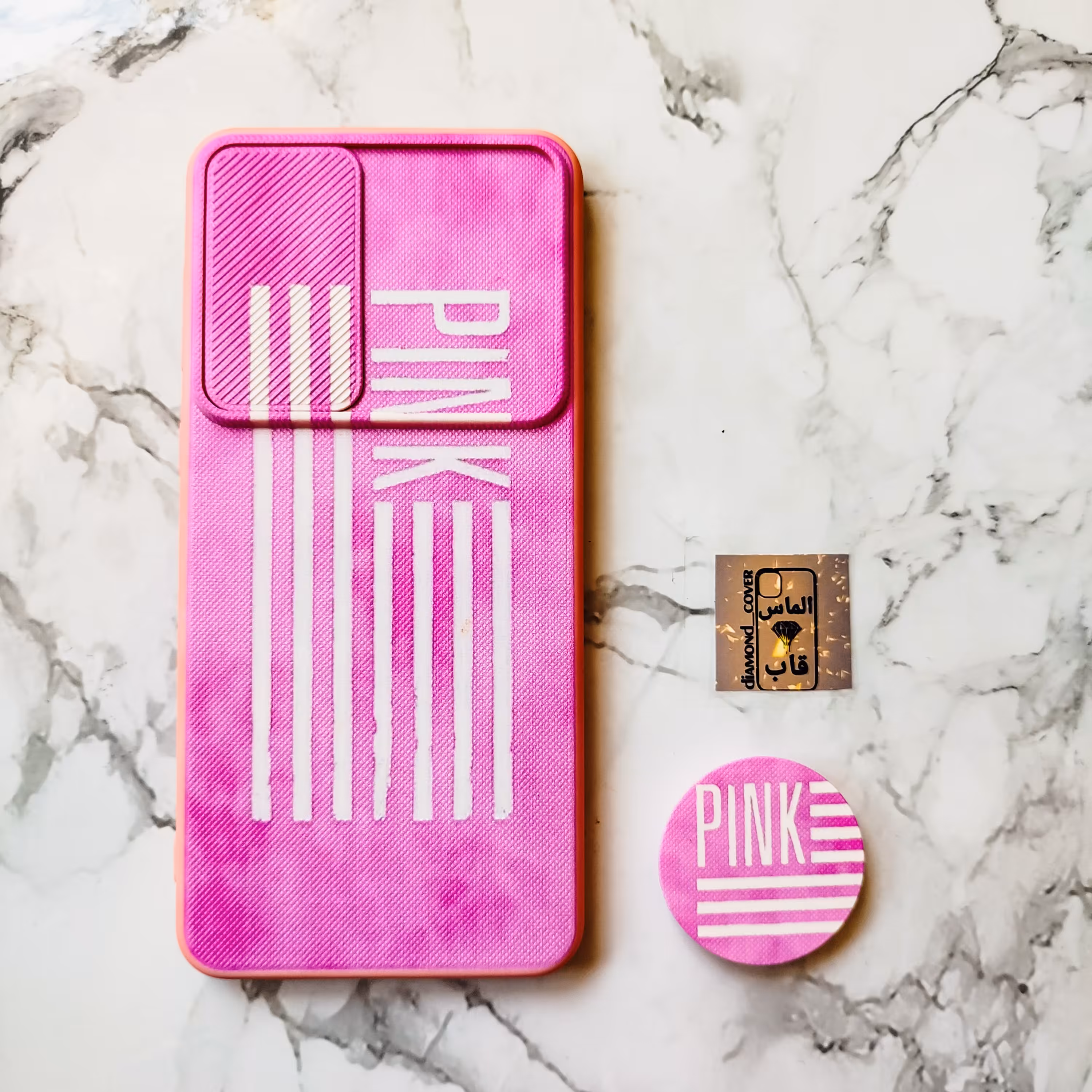 قاب کشویی گوشی سامسونگ A33 به همراه پاپ سوکت pink