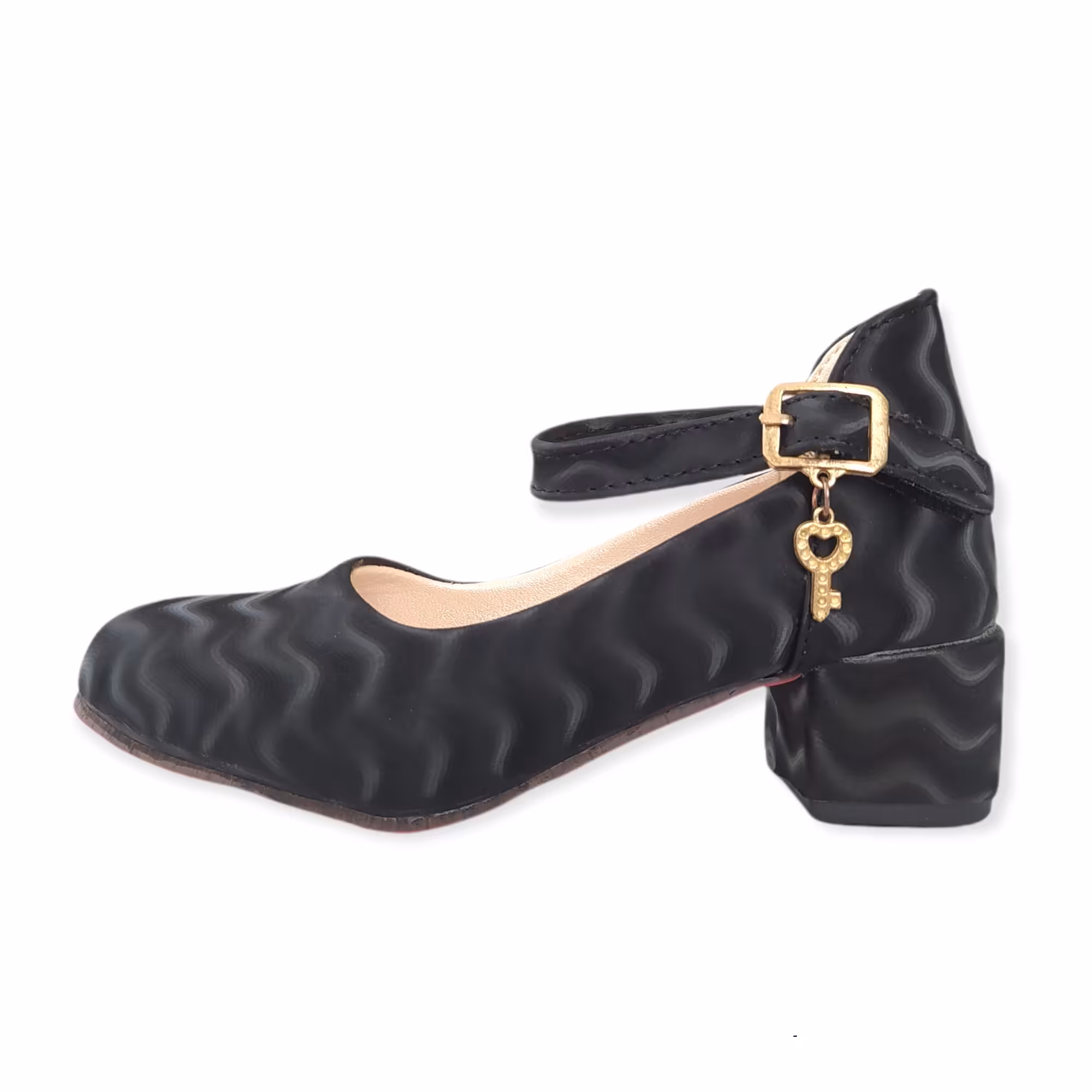 کفش مجلسی پاشنه بلند بچگانه مدل موج مشکی