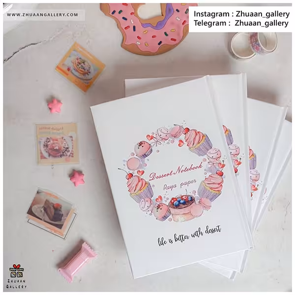 دفتر پلنر جلد سخت طرح شیرینی و دسر