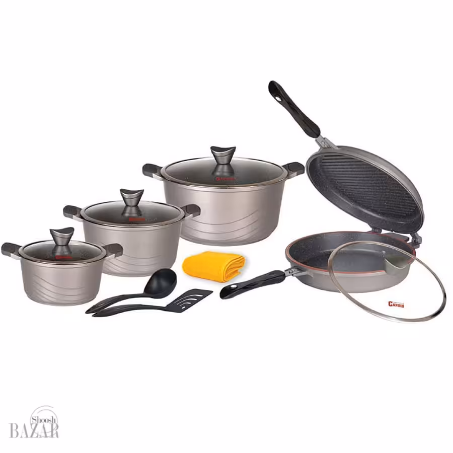 سرویس قابلمه 12 پارچه کاندید مدل اوشن رنگ دودی