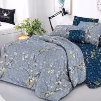 سرویس روتختی دونفره (6 تکه) شکوفه آبی طوسی با ارسال رایگان