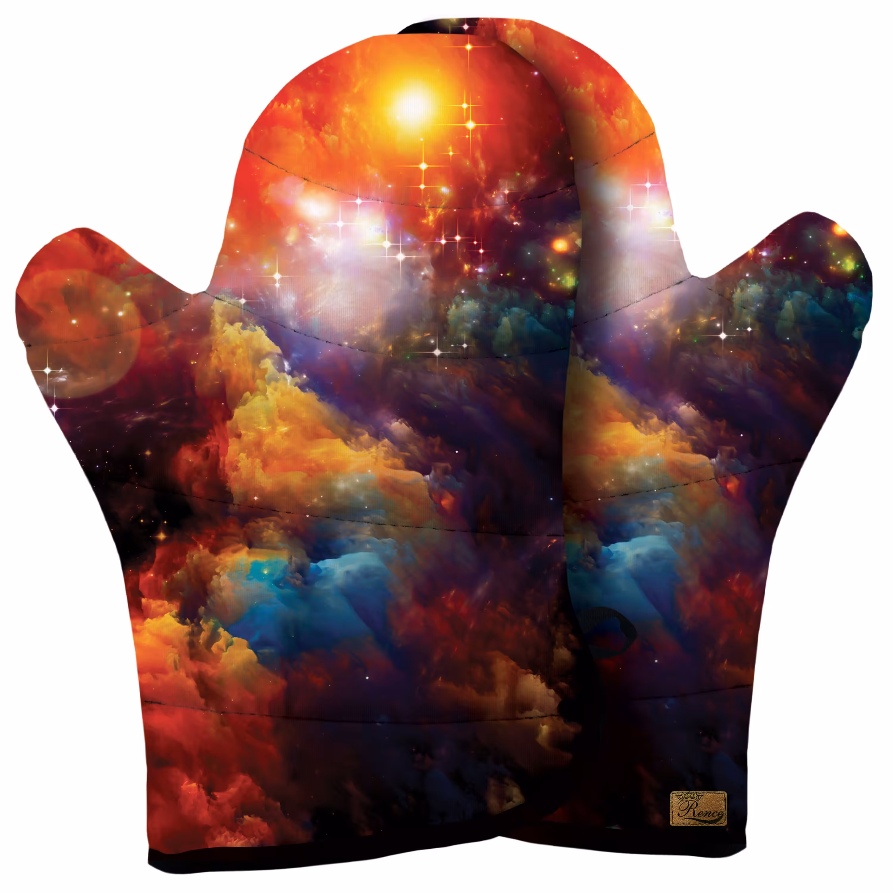 دستکش فر پارچه ای نسوز مخمل دو رو چاپ طرح کهکشان سایز 20 در 32 مدل F1-1008 شرکت رنس