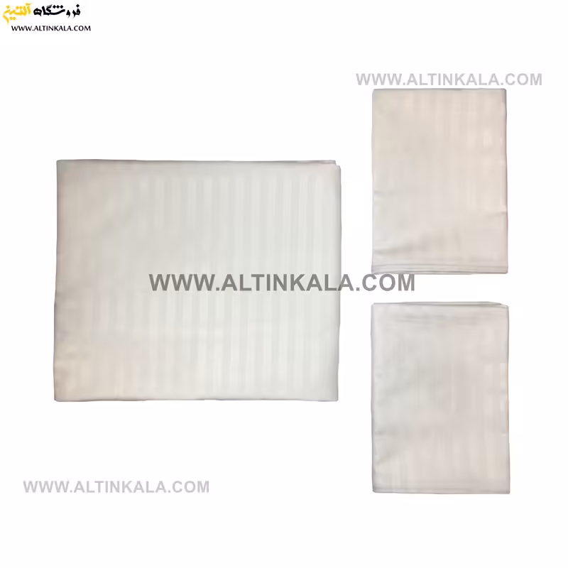 سرویس ملحفه کشدوز دونفره سه تکه 180×200 طرح هتلی سفید