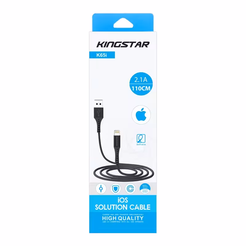 کابل تبدیل USB به لایتنینگ کینگ استارمدل K65i طول 1.1 مترKingstarLightning Cable