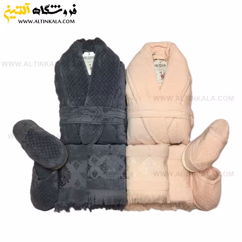 سرویس حوله عروس و داماد 10تکه ژاکارد برجسته برند ROSSO