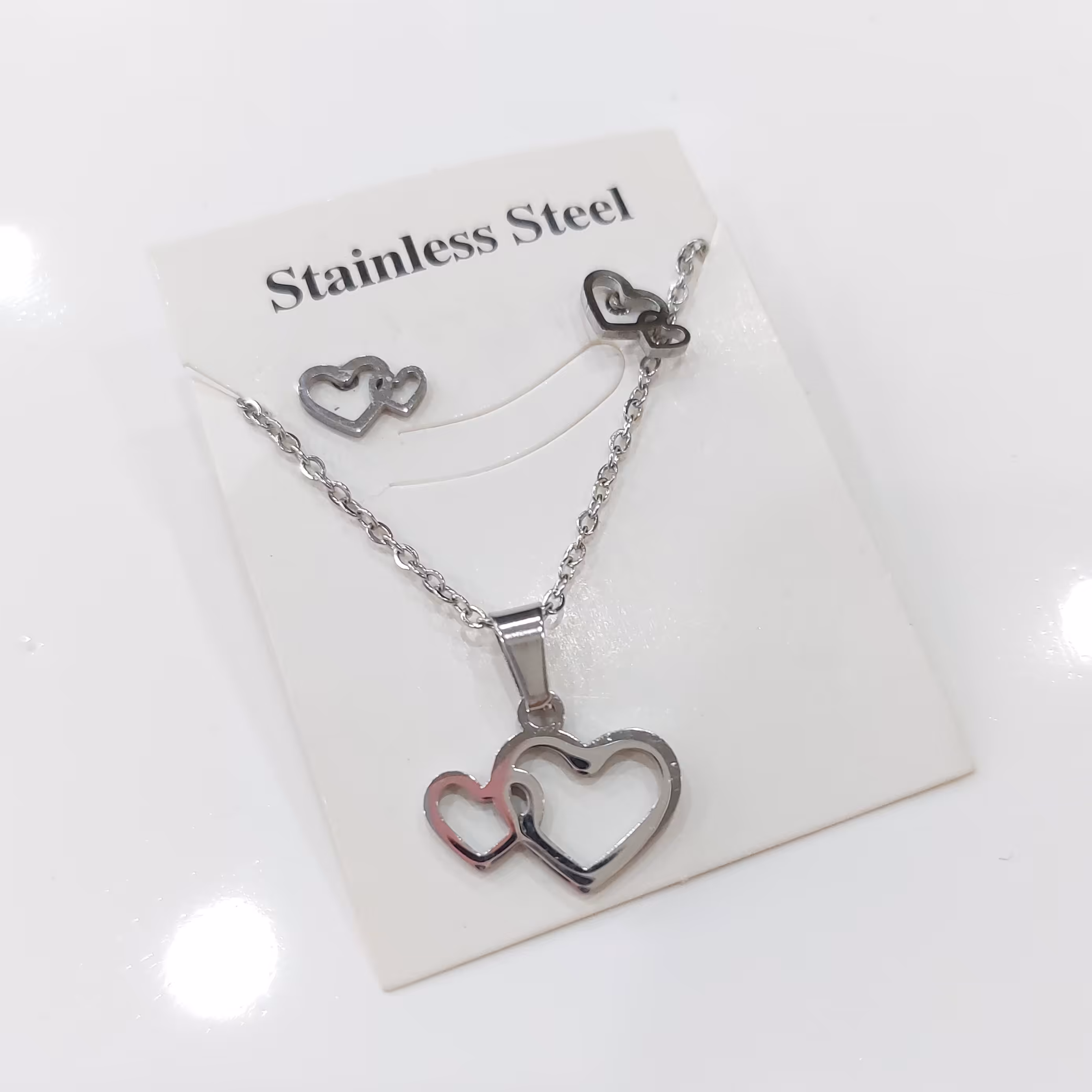 نیم ست استیل و رنگ ثابت تضمینی نیم ست زنانه نیم ست رنگ ثابت نیم ست دخترانه گردنبند زنانه گردنبند استیل زنانه گردنبند قلب
