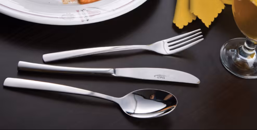 سرویس قاشق و چنگال 86 پارچه پایه دار  ساده  مدل فلورانس ناب استیل Nab Steel Florence 86 Pcs