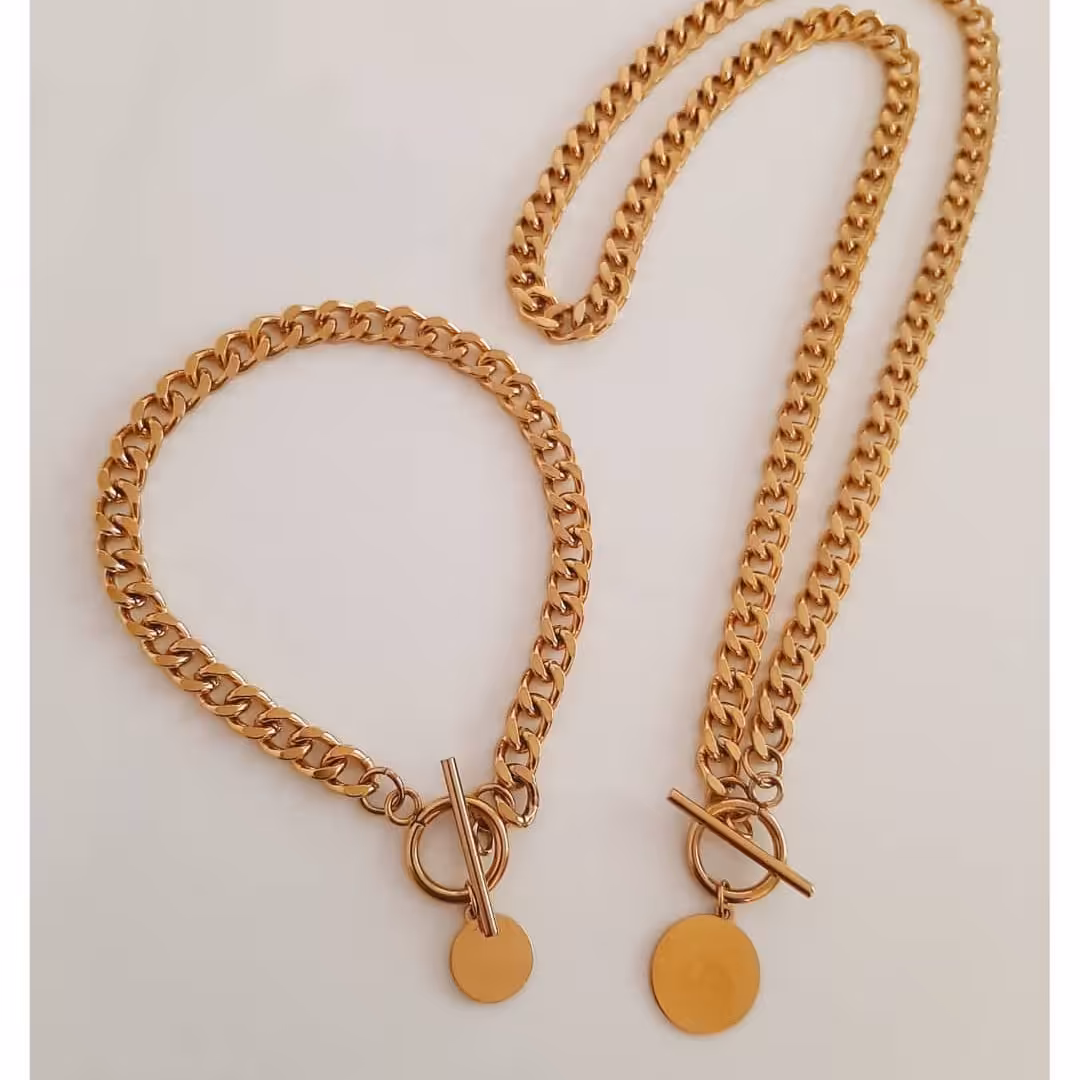 دستبند +گردنبند استیل کارتیر رنگ ثابت 