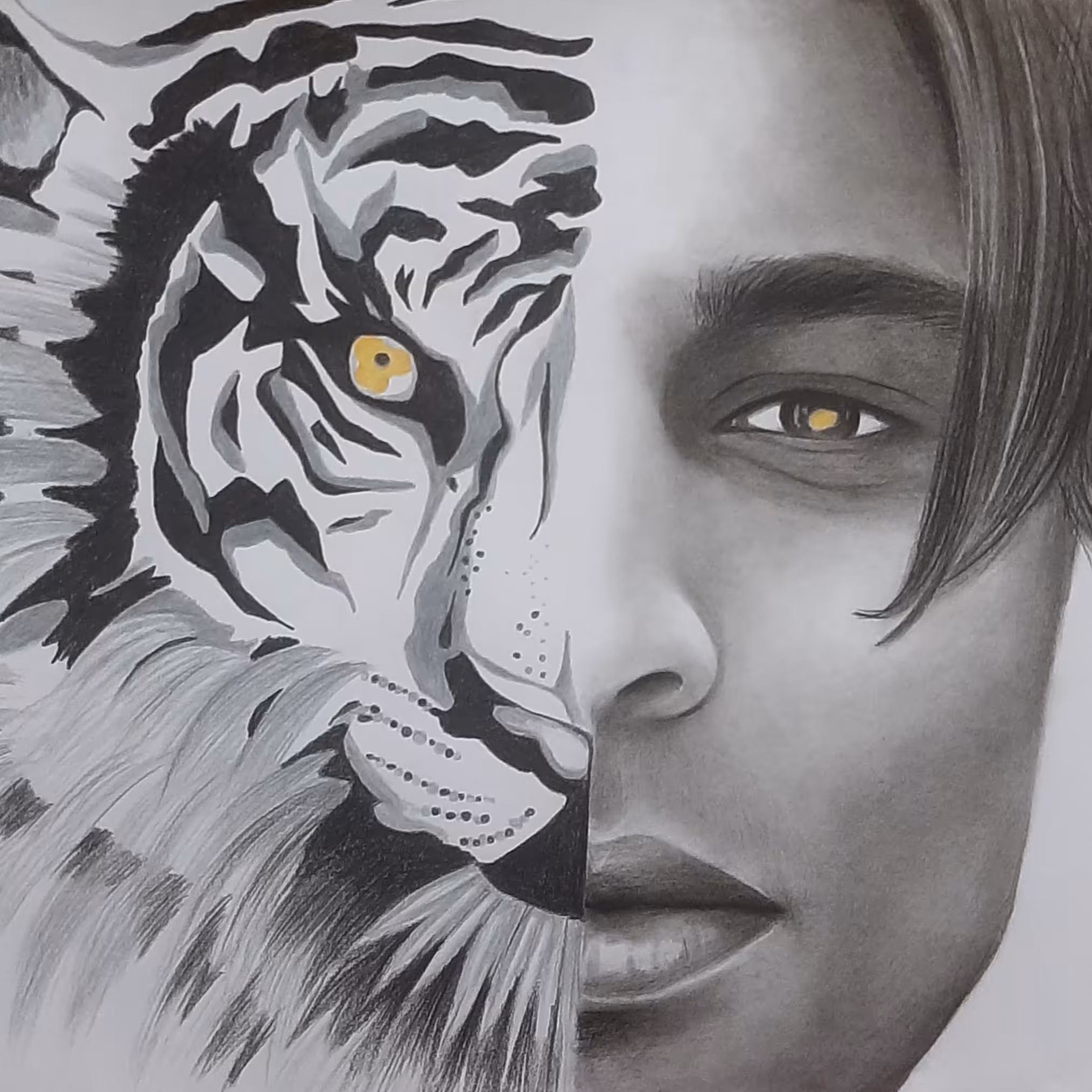 طراحی سفارشی ، تلفیق سیاه قلم و مداد رنگی ، بدون قاب