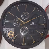 ساعت دیواری چهار موتوره رنگ نوک مدادی تمام فلز 