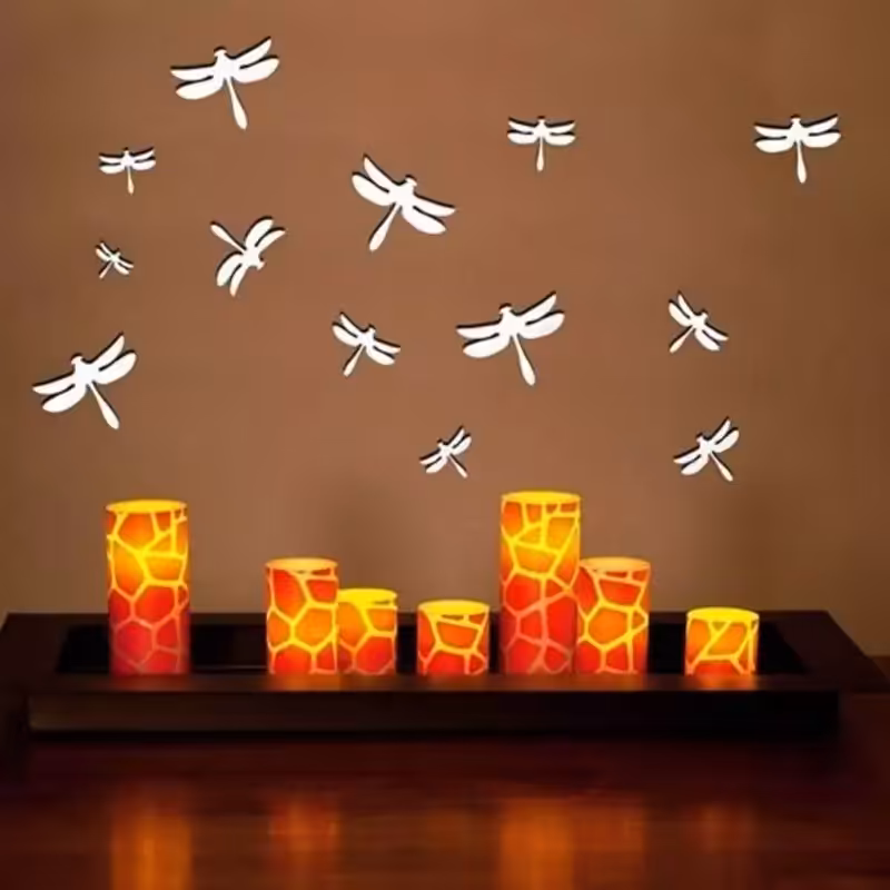 آینه ی دکوراتیو تیناری طرح سنجاقکها بسته ی ده عددی