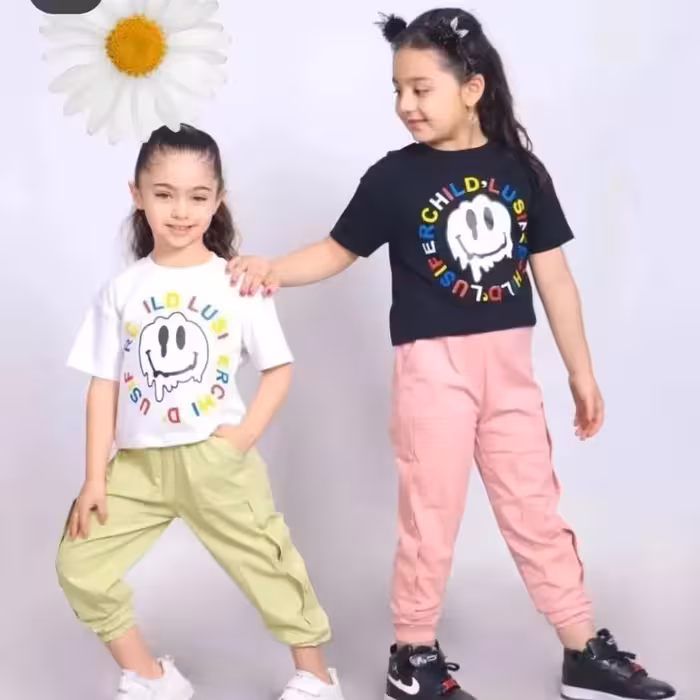 تیشرت شلوار کتان طرح ایموجی چاپ زول