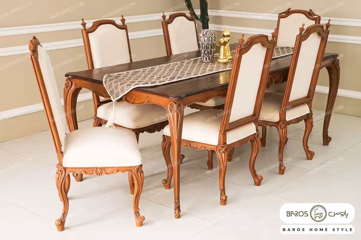 میز ناهارخوری رومینا مدل کلاسیک کد 3