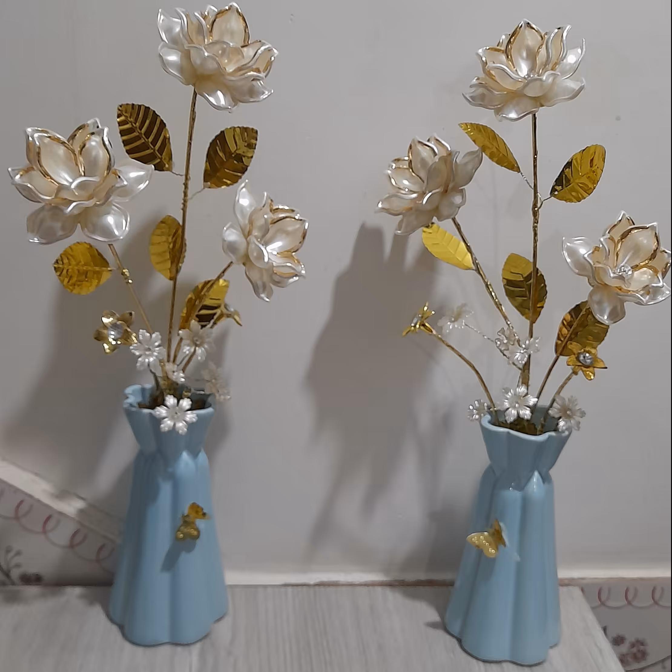 گل کریستالی باگلدان سفالی 
