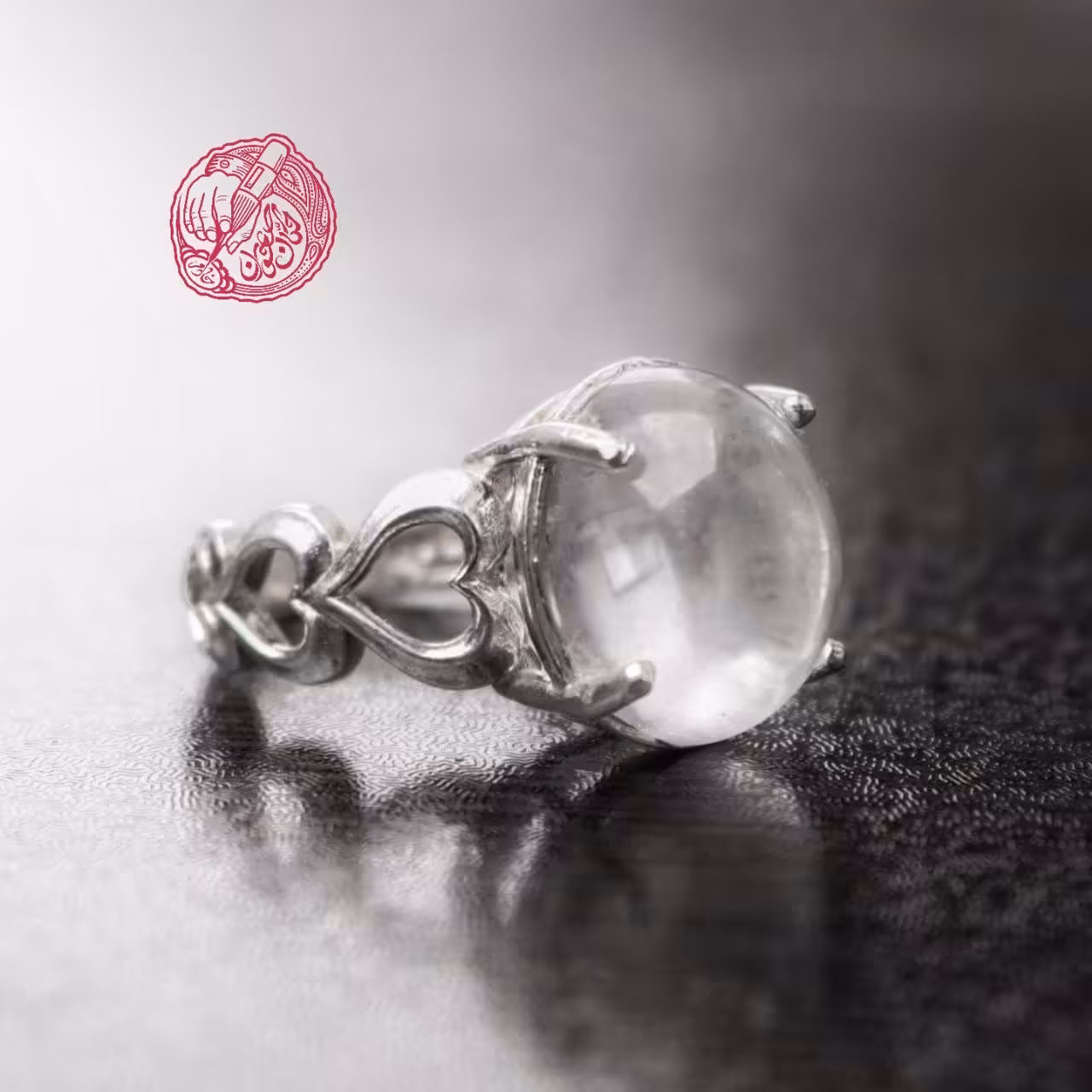 انگشتر زنانه دُر نجف تراش دامله هنر دست رکاب نقره با عیار 925 