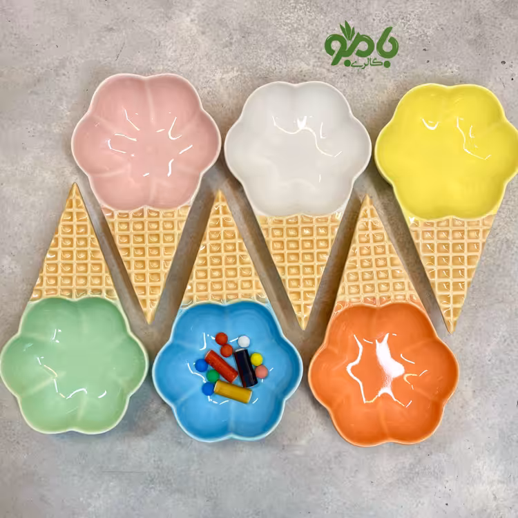 ست بستنی خوری قیفی رنگی