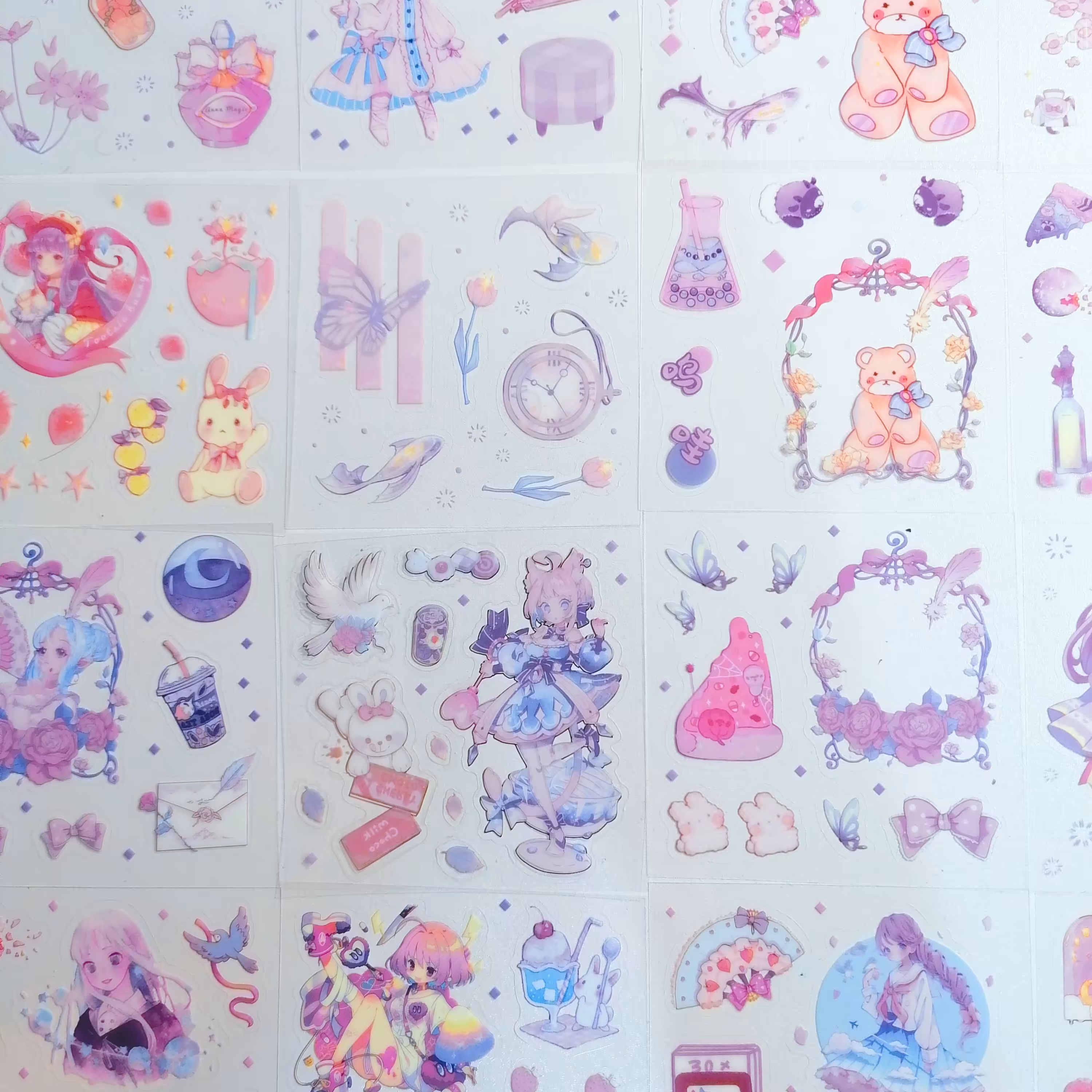 استیکر انیمه پری دخترانه شفاف فانتزی وارداتی پک چهارتایی 