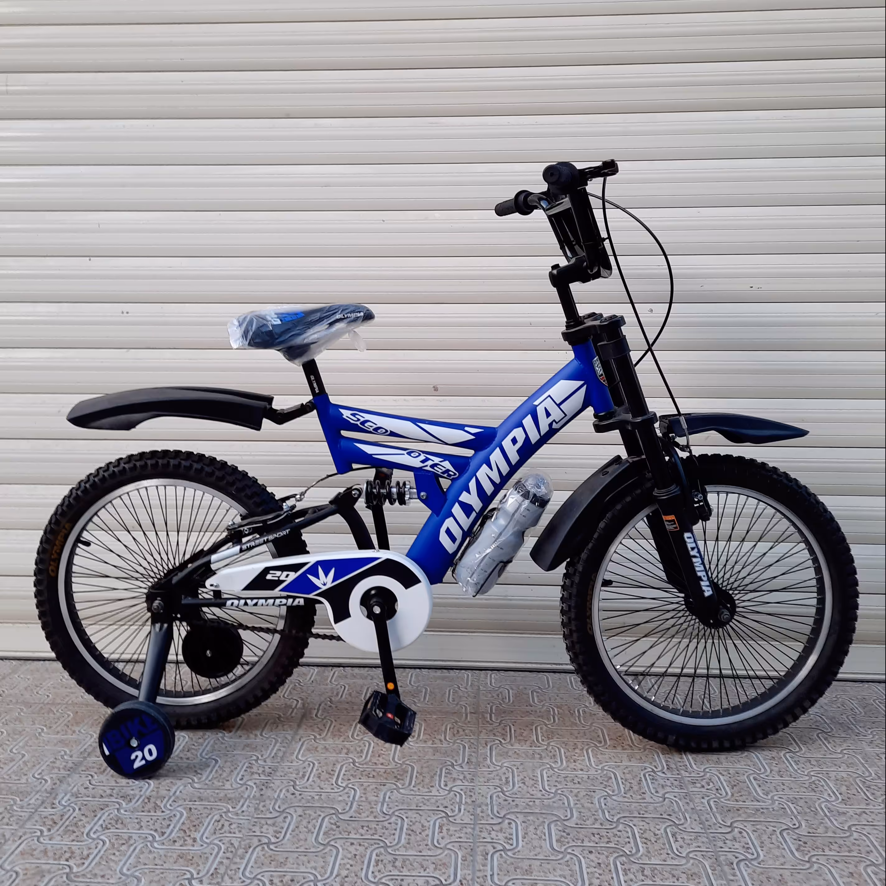 دوچرخه سایز 20 المپیا کمکدار اسپورت رنگ آبی