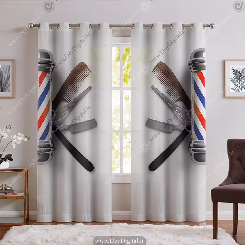 پرده پانچی طرح آرایشگاه مردانه PK-6058