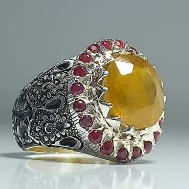 یاقوت زردآفریقایی فوق العاده خوش رنگ دستساز سلطنتی بارکاب فوق العاده جوندار