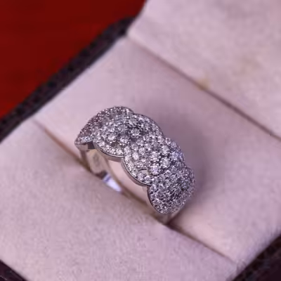 انگشتر نقره زنانه زیبا و مجلسی با آبکاری طلا سفید کد 1730