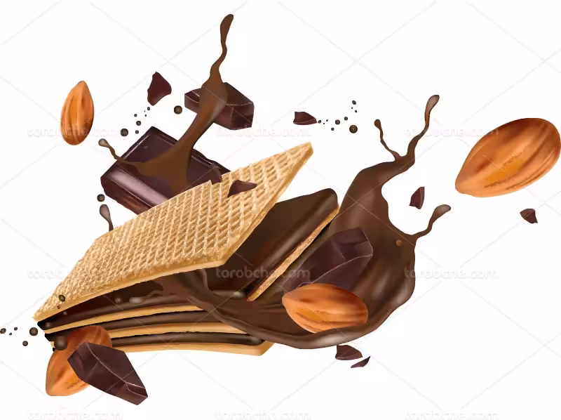 وکتور ویفر کاکائویی و بادام | گرافیک با طعم تربچه