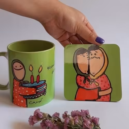 ماگ سبز و زیر ماگی