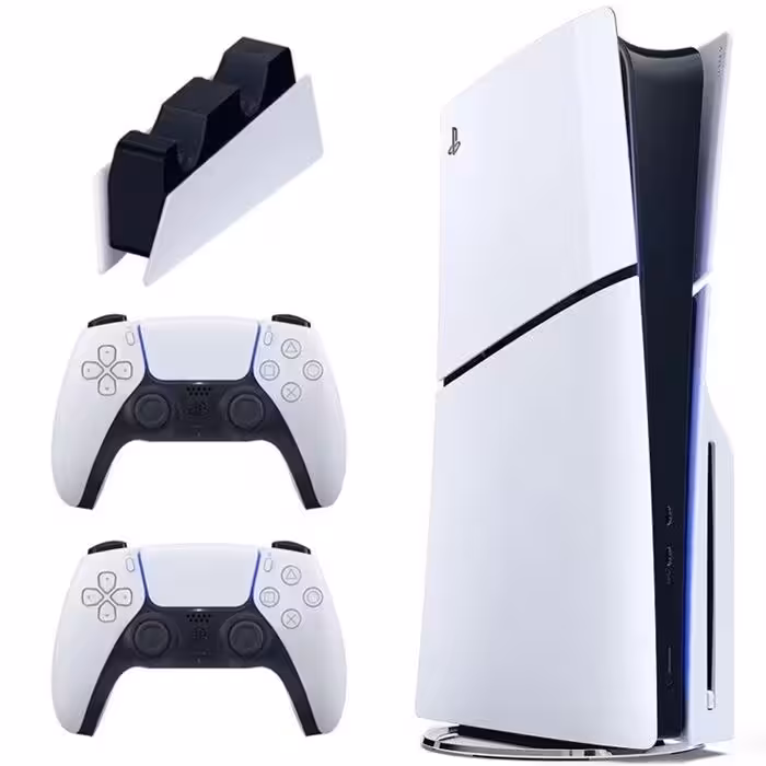 کنسول بازی سونی PlayStation 5 Slim Digital به همراه یک دسته اضافه و پایه شارژر