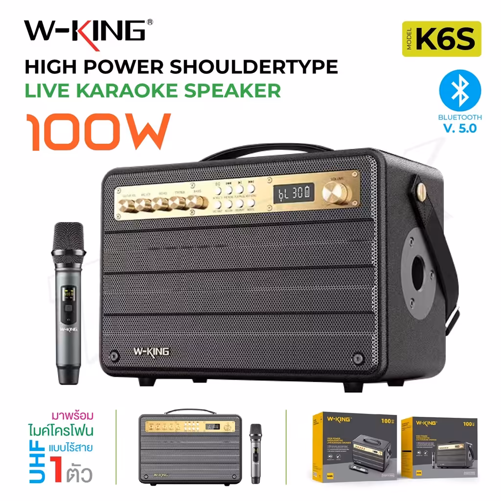 اسپیکر بلوتوث دبلیو کینگ W-KING K6S توان 100 رم و فلش خور با میکروفون
