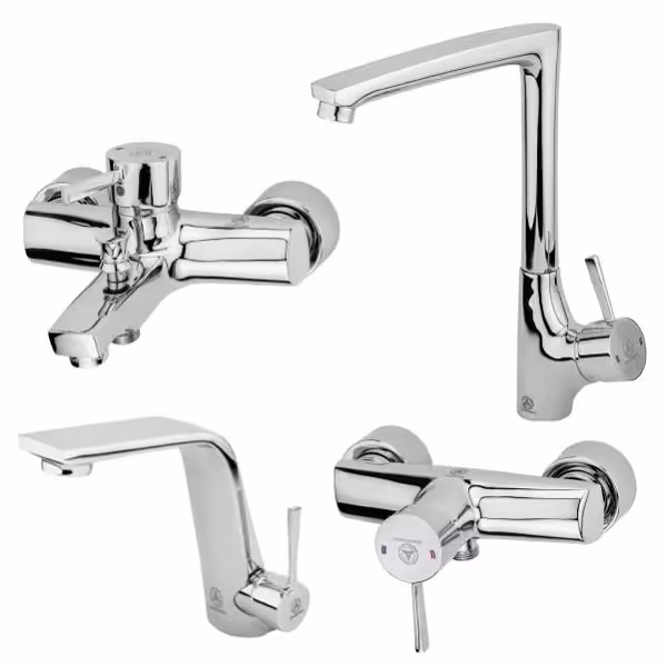 ست 4 تکه شیرآلات قهرمان مدل الماس دسته ارکیده