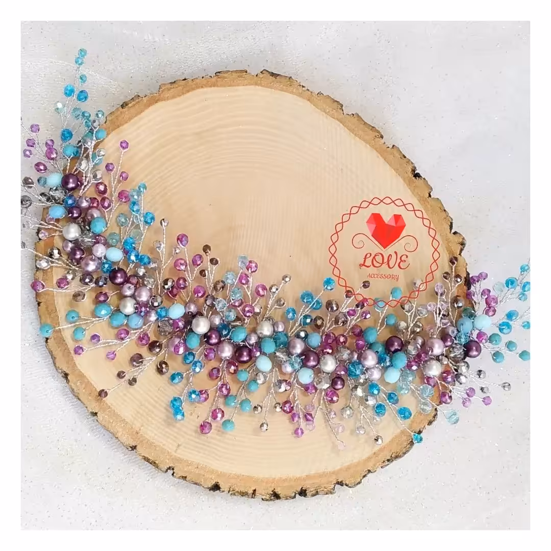 ریسه پرکار مجلسی آبی،بنفش،یاسی و نقره ای