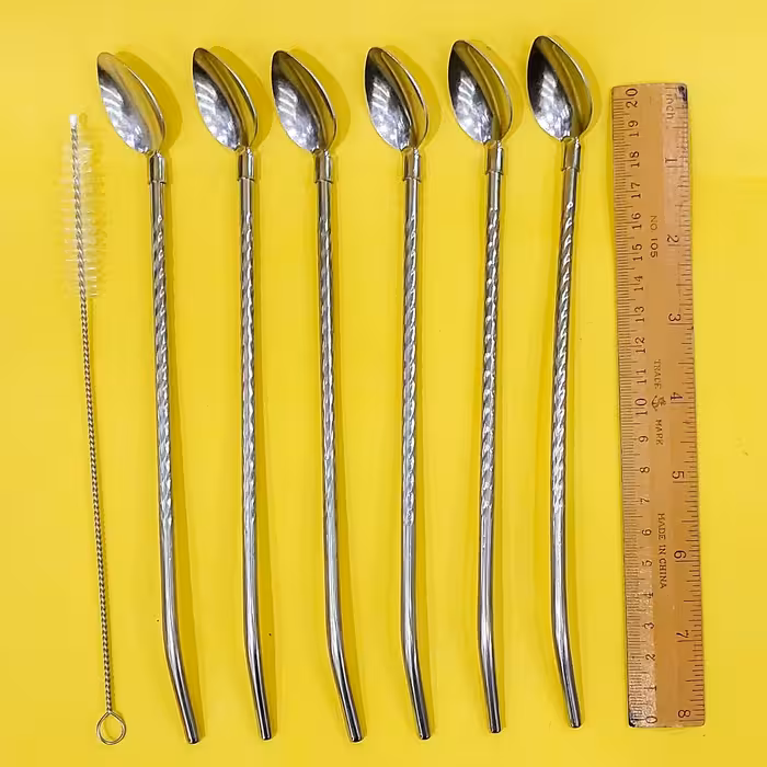 نی شربت خوری استیل همراه با فرچه