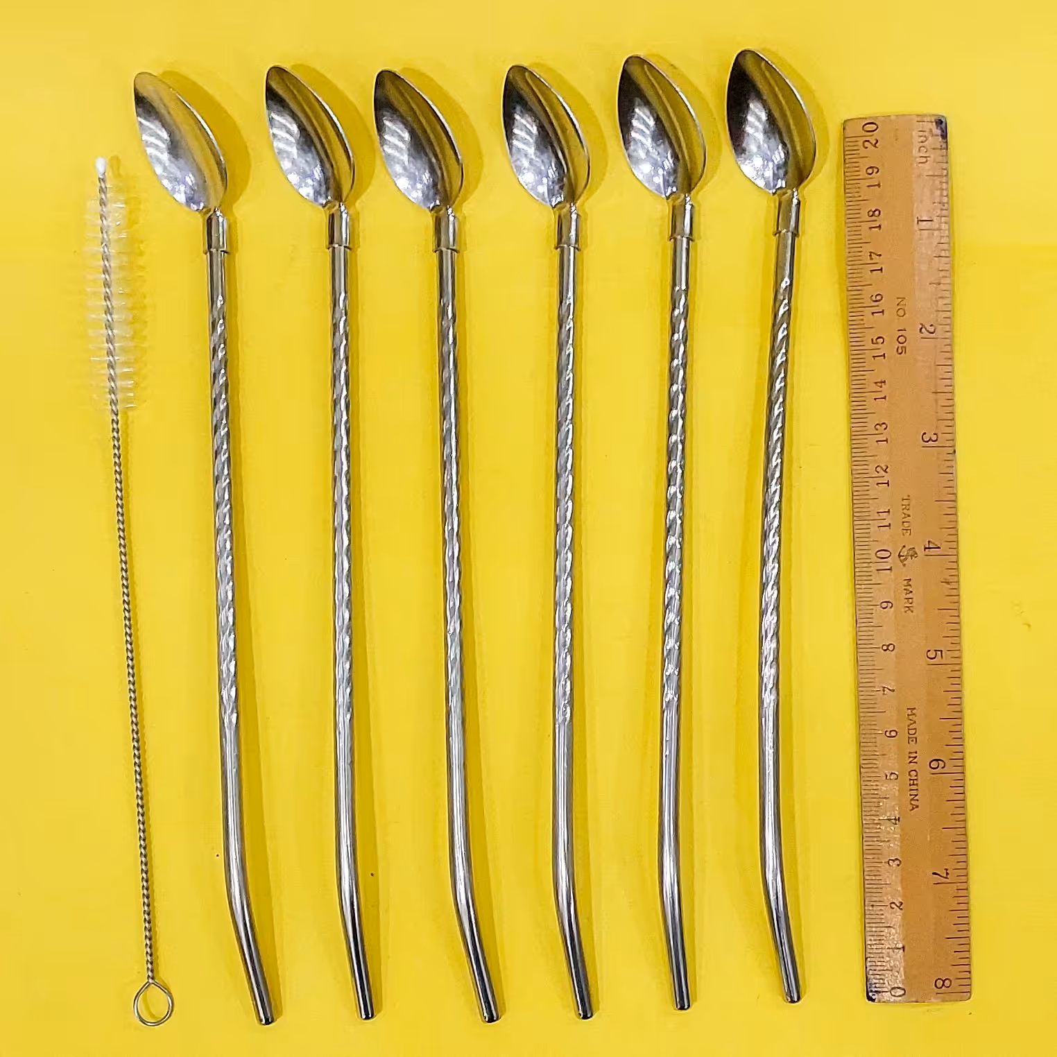 نی شربت خوری استیل همراه با فرچه