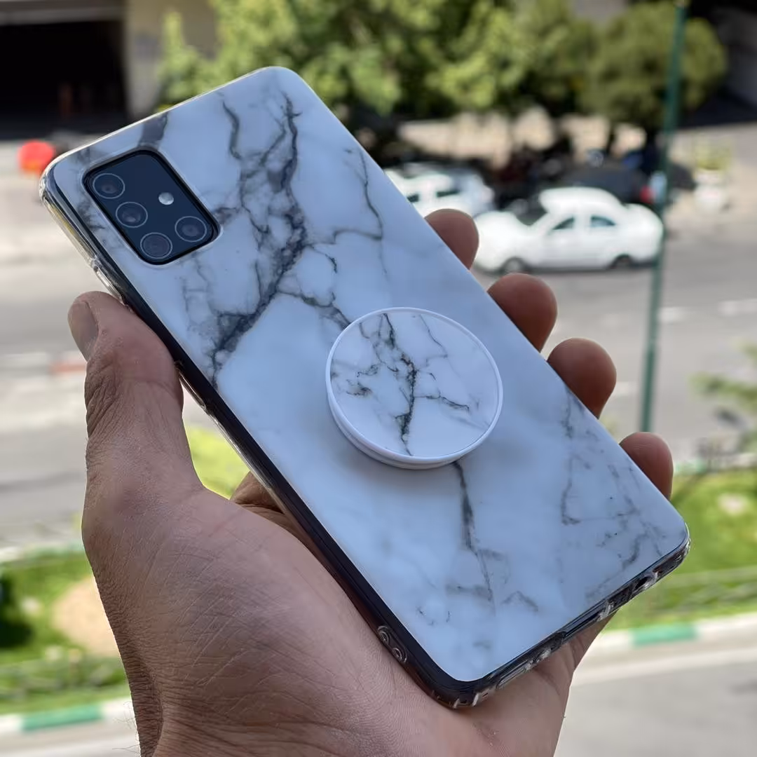 قاب  گوشی شیائومی سامسونگ آیفون ماربل سفید پاپ سوکت رایگان