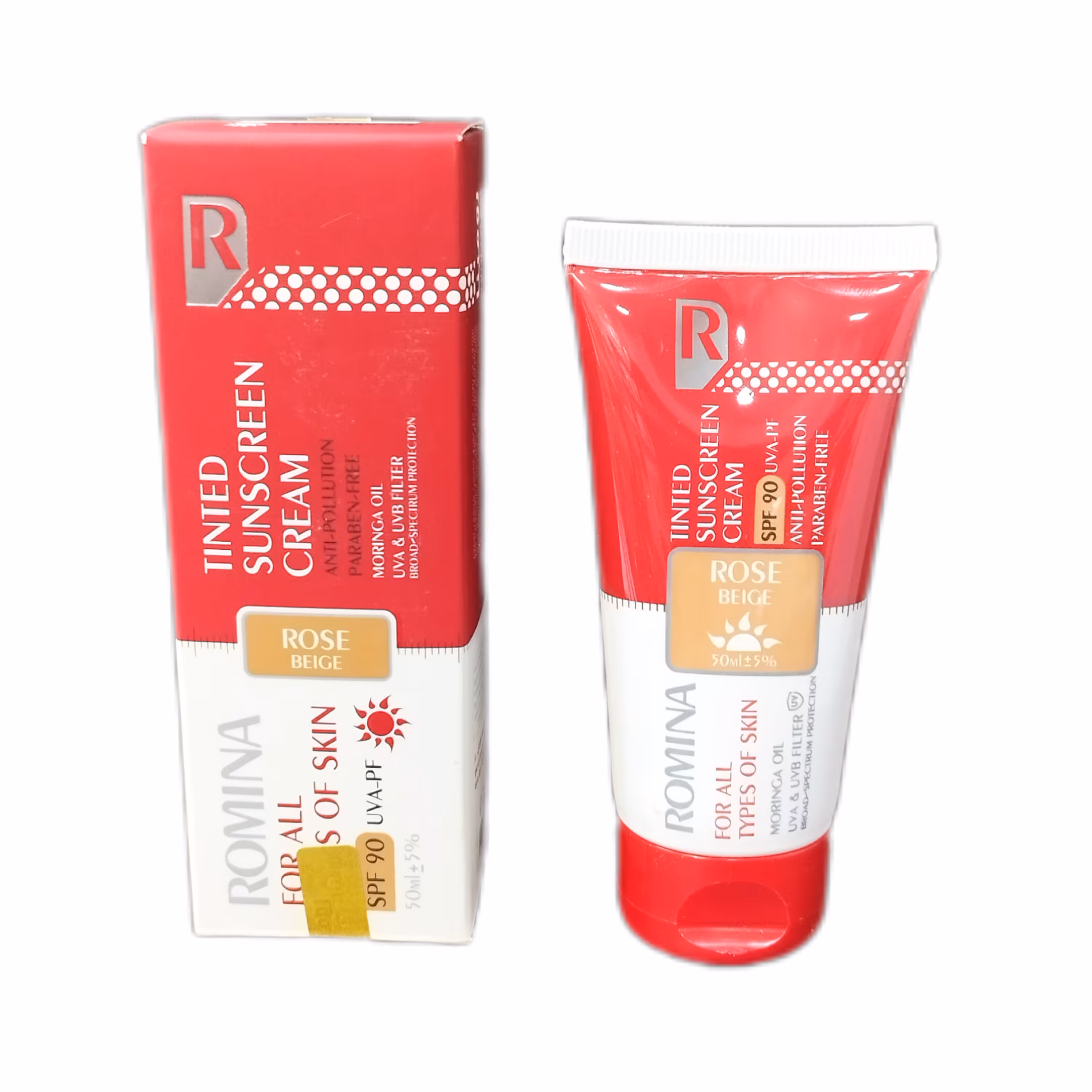 کرم ضدآفتاب رنگ بژ تیره SPF 90 رومینا
حجم 50 میل ROMINA TINTED SUNSCREEN FOR ALL TOYPS OF SKIN